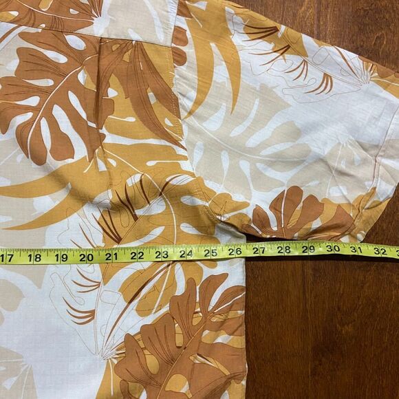 Cubavera Casual Summer Viscose White Orange Tan Button Front Shirt Men's XXL - Picture 7 of 8